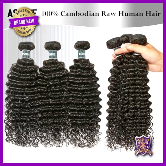 18 Inch Deep Curly Water Wave Human Hair Bundle, Unprocessed Cambodian Raw Hair main image 4